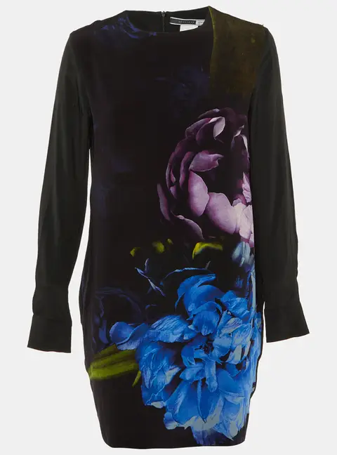 Sportmax Code Black Floral Print Silk Mini Dress M