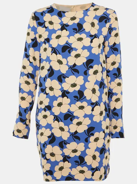 Sportmax Code Blue Floral Print Crepe Mini Dress L