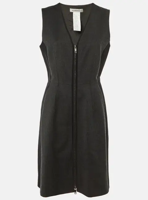 Sportmax Grey/Black Wool Sleeveless Dress M