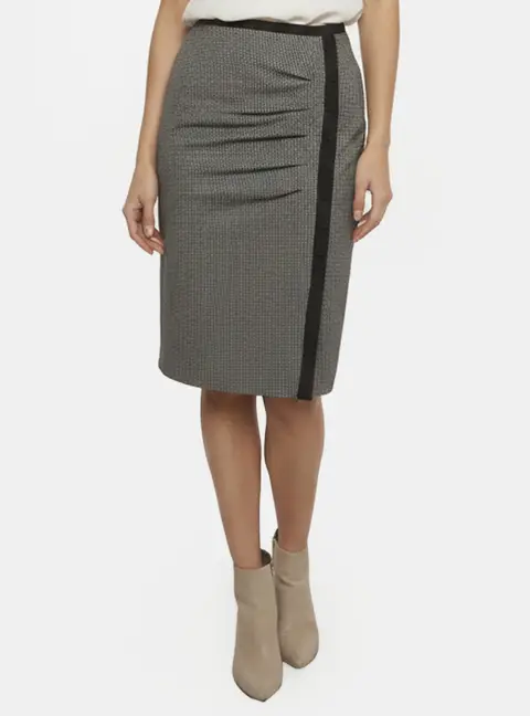 Sportmax Black/White Wool Blend Draped Midi Skirt S