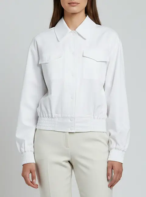 Sportmax White Cotton Button Up Cropped Jacket L