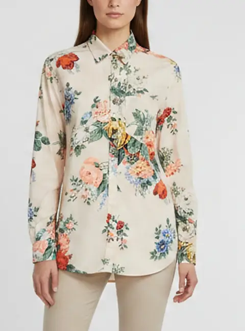 Sportmax Code Pink Floral Print Poplin Button-Up Shirt L