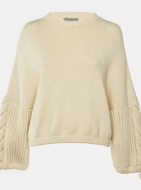 Sportmax Cream Knit Bell Sleeve Sweater S