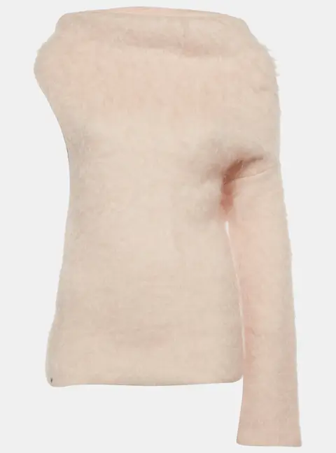 Sportmax Light Pink Mohair Blend Asymmetric Sweater S