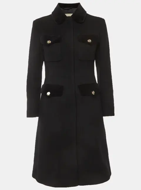 Gucci Black Velvet and Wool Felt Coat S