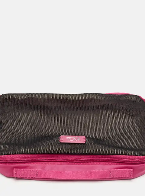 TUMI Cosmetic Travel Pouch Pink/Black Mesh and Nylon