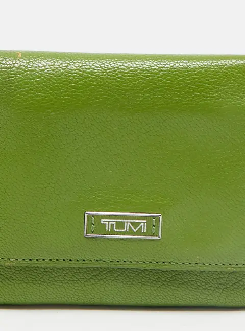 TUMI Green Leather Trifold Wallet