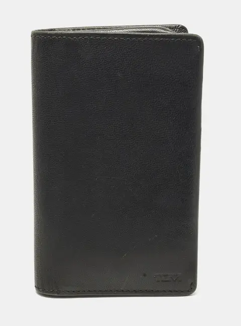 TUMI Black Leather Bifold Wallet