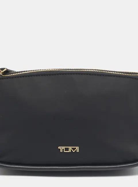 TUMI Small Black Leather and Nylon Clutches