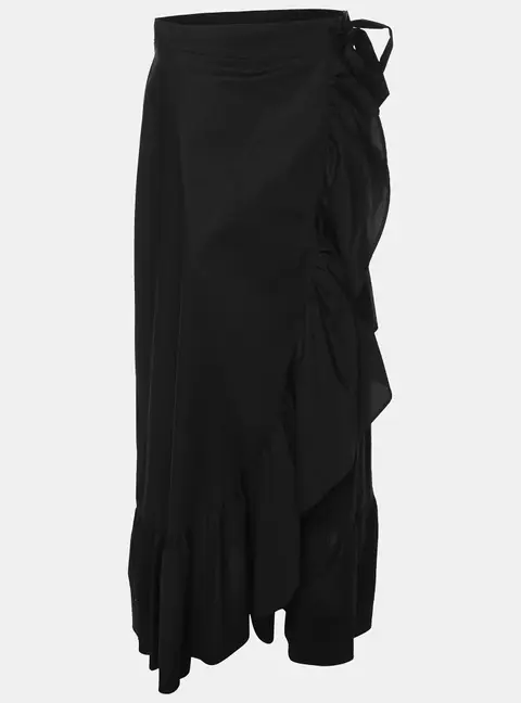 Twinset Black Cotton Ruffled Midi Skirt M