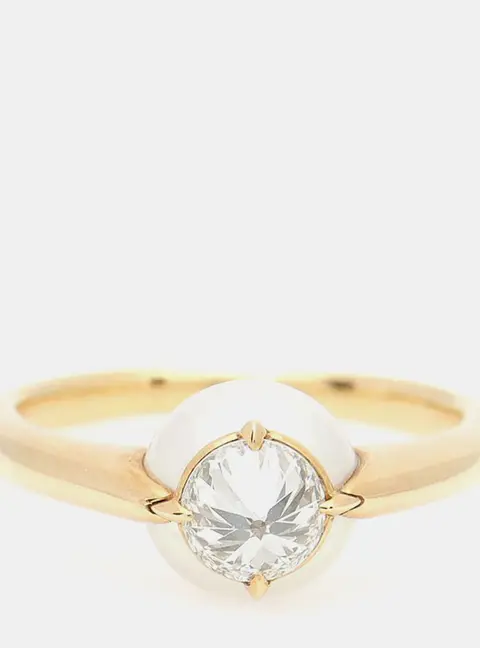 Tasaki Dasaki 18k Yellow Gold Diamond Refined Rebellion Ring EU 52