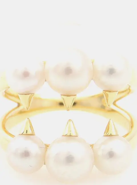 Tasaki 18k Yellow Gold Danger Pearl Ring EU 50