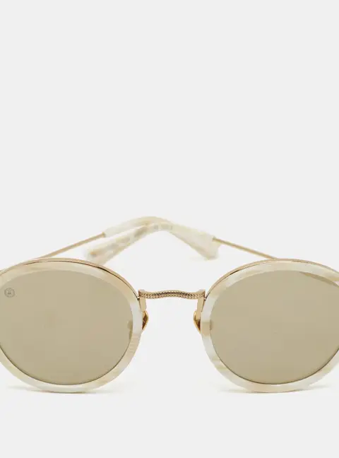 Taylor Morris Gold/White 32051 Zero Frame Round Sunglasses