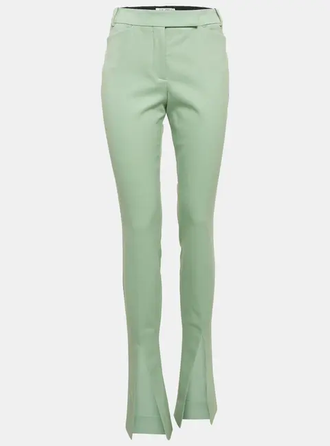 The Attico Green Wool Slit Detail Freja Skinny Pants M