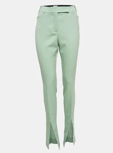 The Attico Green Wool Slit Detail Freja Skinny Pants M