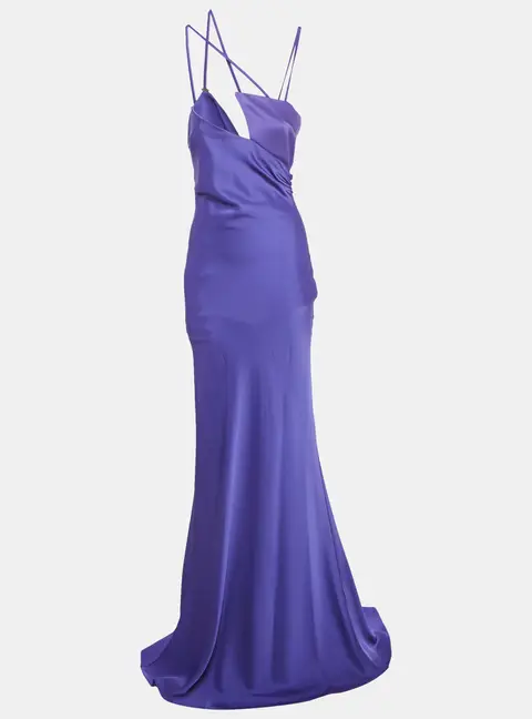 The Attico Vivid Violet Satin Melva Long Dress M