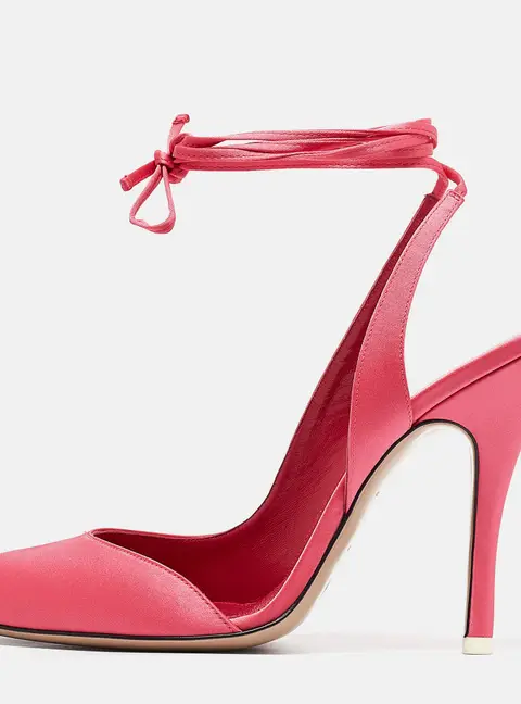 The Attico Pink Satin Carrie Ankle Wrap Pumps Size 40.5