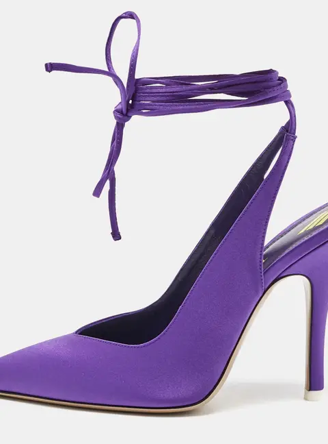 The Attico Violet Satin Venus Ankle Wrap Pumps Size 38