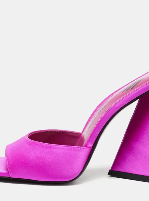 The Attico Devon Size 37.5 Fuchsia Satin Slide Sandals