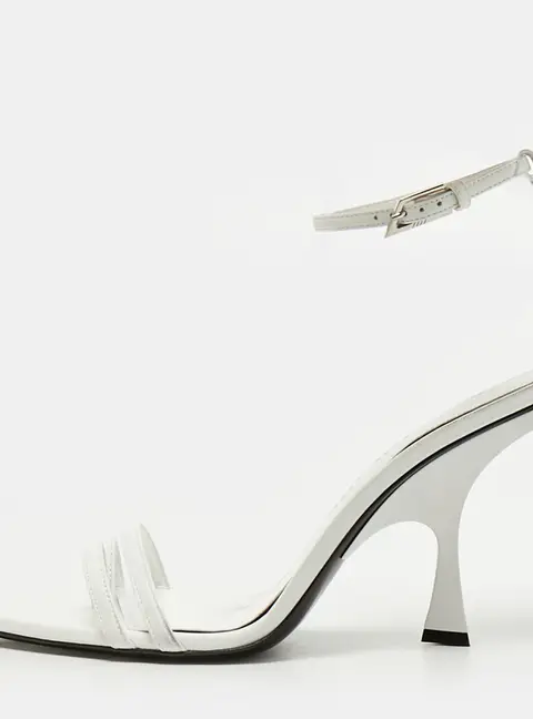The Attico Venus Size 40.5 White Leather Ankle Strap Sandals