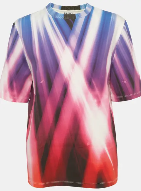 The Attico Pink/Blue Printed Cotton Bella T-Shirt S