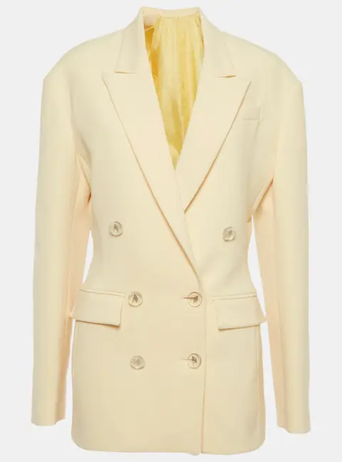 The Attico Yellow Crepe Double Breasted April Blazer M