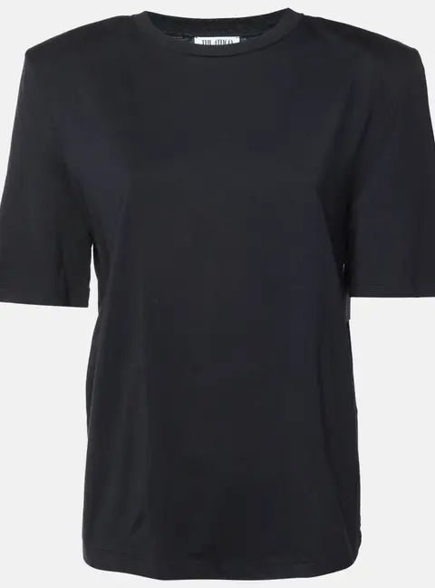 The Attico Black Cotton Structured Shoulder T-Shirt M/L