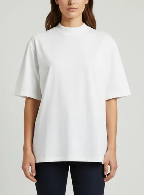 The Attico White Cotton Knit Mock Neck Killie T-Shirt S
