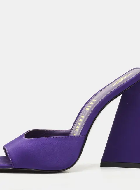 The Attico Purple Satin Devon Block Heel Slide Sandals Size 37