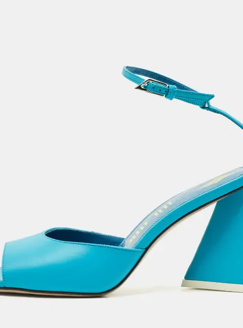 The Attico Blue Leather Piper Ankle Strap Sandals Size 38