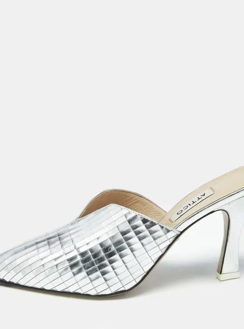 The Attico Silver Laminated Leather Monica Mules Size 39