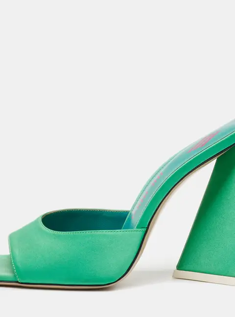 The Attico Green Satin Devon Slide Sandals Size 38
