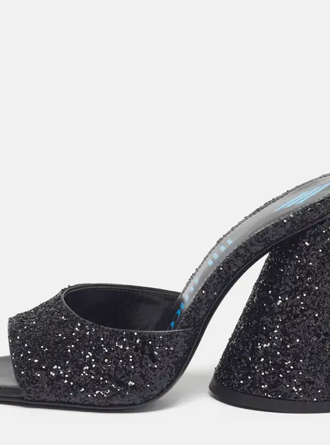 The Attico Devon Size 35.5 Black Glitter Slide Sandals
