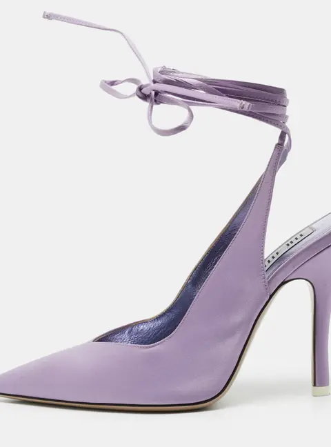 The Attico Venus Size 37.5 Purple Satin Ankle Wrap Pumps