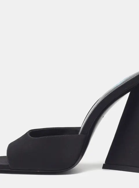 The Attico Devon Size 37 Black Satin Slide Sandals