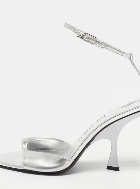The Attico Venus Size 40 Silver Leather Ankle Strap Sandals