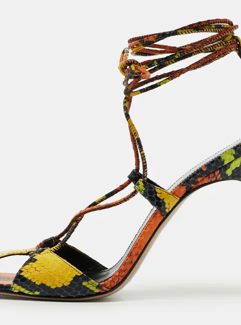 The Attico Adele Size 39 Multicolor Python Embossed Leather Ankle Strap Sandals