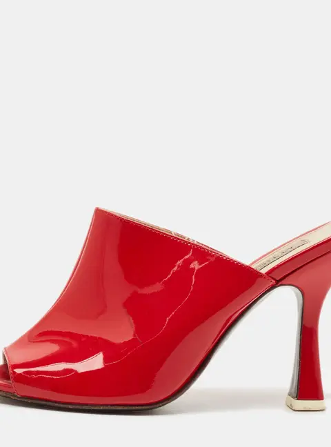 The Attico Size 39 Red Patent Leather Mules