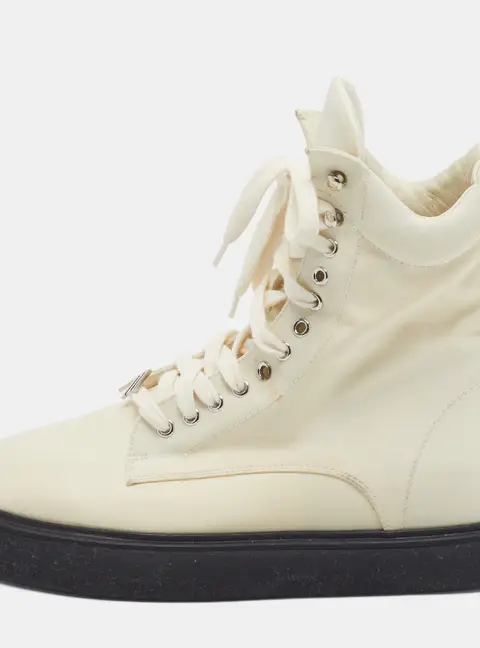 The Attico Size 38.5 Cream Nylon Combat Boots