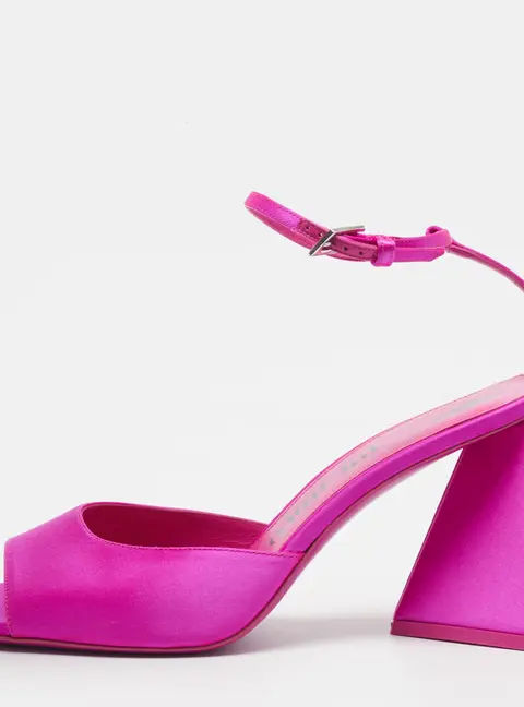 The Attico Piper Size 40 Pink Satin Ankle Strap Sandals