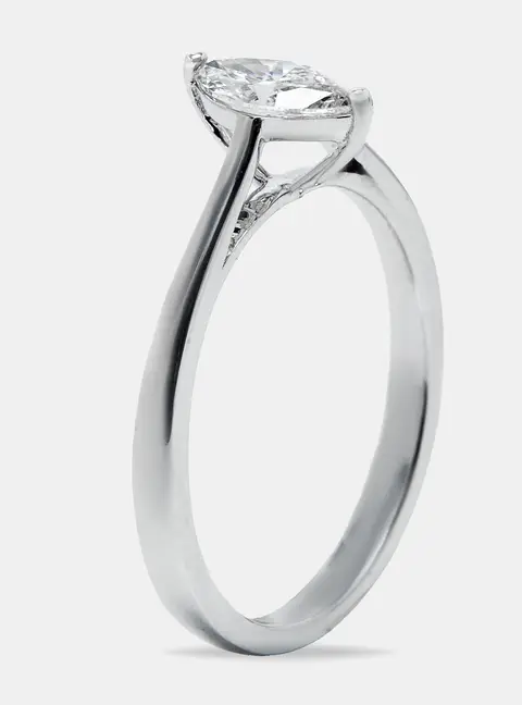 0.50 cts Marquise Cut Lab Grown Diamond 18k White Gold Ring Size 53