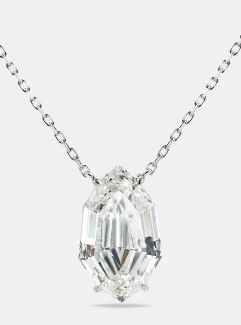 10.00 cts Decagonal Step Cut Lab Grown Diamond 18k White Gold Chain Necklace