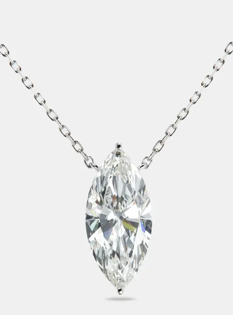 7.00 cts Marquise Briliant Lab Grown Diamond 18k White Gold Chain Necklace