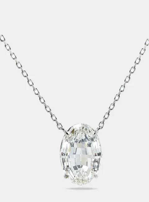 10.00 cts Step Cut Lab Grown Diamond 18k White Gold Chain Necklace