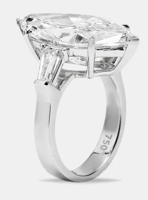 11.00 cts Marquise and Tapper Lab Grown Diamond 18k White Gold Ring Size 52