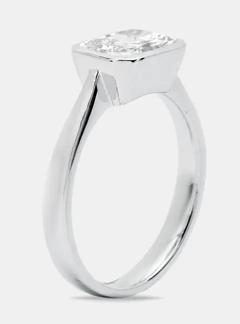 1.50 cts Radiant Cut Lab Grown Diamond 18k White Gold Ring Size 52