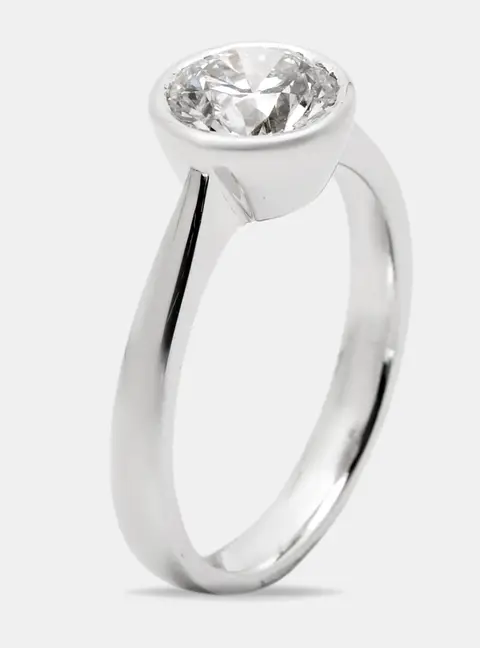 1.30 cts Round Brilliant Cut Lab Grown Diamond 18k White Gold Ring Size 52
