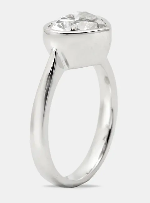2.00 cts Heart Brilliant Cut Lab Grown Diamond 18k White Gold Ring Size 52