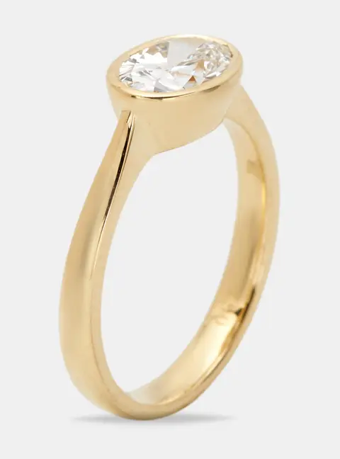 1.10 cts Oval Brilliant 18k Yellow Gold Lab Grown Diamonds Ring Size 52