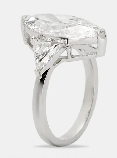 6.00 cts Marquise and Trillion Lab Grown Diamond 18k White Gold Ring Size 53